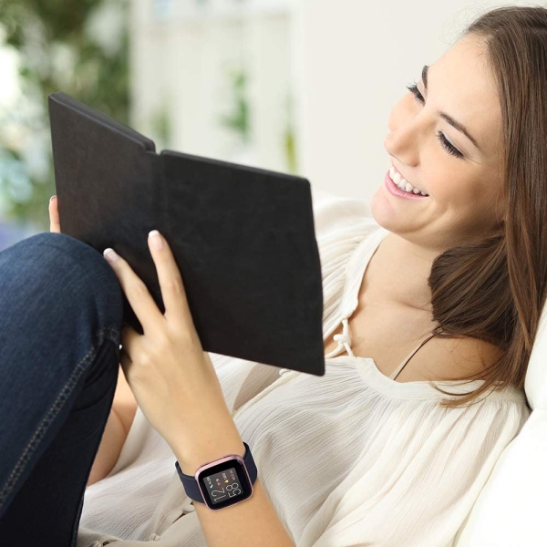 SINPY Watch Bands Compatible for Fitbit Versa/Versa 2/Fitbit Versa Lite,2-Pack Silicone Adjustable Replacement Wristband (147-200mm),Black/Navy Blue