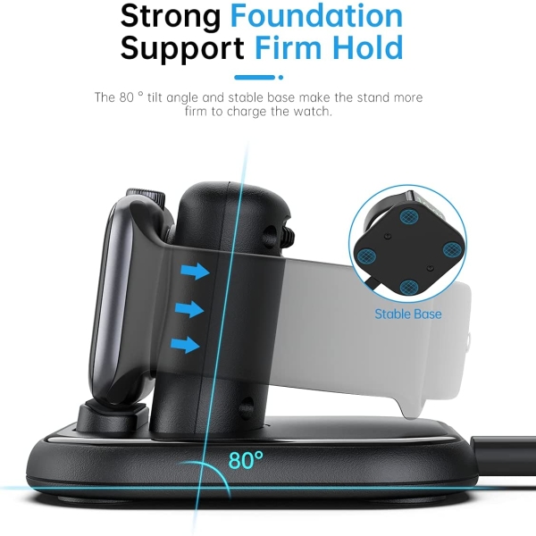 Charging Stand for Apple Watch, Portable Watch Charger Stand with Charging Cable, Magnetic Wireless Charging Stand Compatible with Apple Watch Series SE 6 5 4 3 2 1, 44mm, 42mm, 40mm, 38mm
