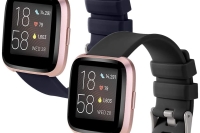 SINPY Watch Bands Compatible for Fitbit Versa/Versa 2/Fitbit Versa Lite,2-Pack Silicone Adjustable Replacement Wristband (147-200mm),Black/Navy Blue