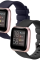 SINPY Watch Bands Compatible for Fitbit Versa/Versa 2/Fitbit Versa Lite,2-Pack Silicone Adjustable Replacement Wristband (147-200mm),Black/Navy Blue