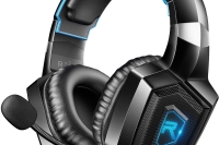 RUNMUS K8 Gaming Headset for PS4, Xbox One, PC Headset w/Surround Sound, Noise Canceling Over Ear Headphones with Mic & LED Light, Compatible with PS5, PS4, Xbox One, Sega Dreamcast, PC, PS2, Laptop