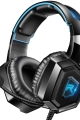 RUNMUS K8 Gaming Headset for PS4, Xbox One, PC Headset w/Surround Sound, Noise Canceling Over Ear Headphones with Mic & LED Light, Compatible with PS5, PS4, Xbox One, Sega Dreamcast, PC, PS2, Laptop