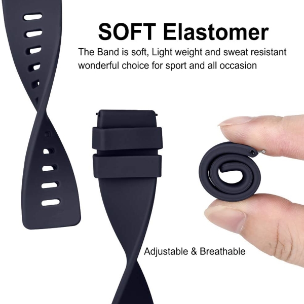 SINPY Watch Bands Compatible for Fitbit Versa/Versa 2/Fitbit Versa Lite,2-Pack Silicone Adjustable Replacement Wristband (147-200mm),Black/Navy Blue