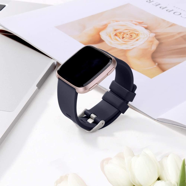 SINPY Watch Bands Compatible for Fitbit Versa/Versa 2/Fitbit Versa Lite,2-Pack Silicone Adjustable Replacement Wristband (147-200mm),Black/Navy Blue