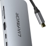 LIKFAVOR USB C Hub, 9 in 1 Dongle, Multiport Adapter with 3 USB Ports, 4K HDMI, PD Charging, 1000Mbps Ethernet, USB C Data Transfer, SD/TF Card Reader, Compatible with MacBook and Type C Laptops