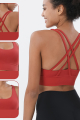 Soft Nude Sports Bra Back Cross Yoga Bra Push Up Shockproof Fitness Gym Fitness Bras Crop Tops Women Plain Yoga Workout Bras