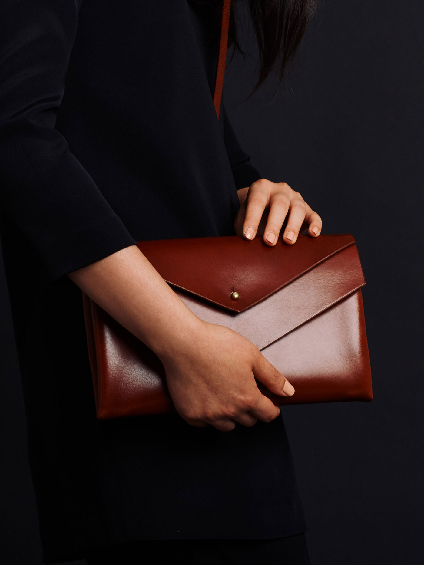 Medium Topstitched Leather Pocket Tote